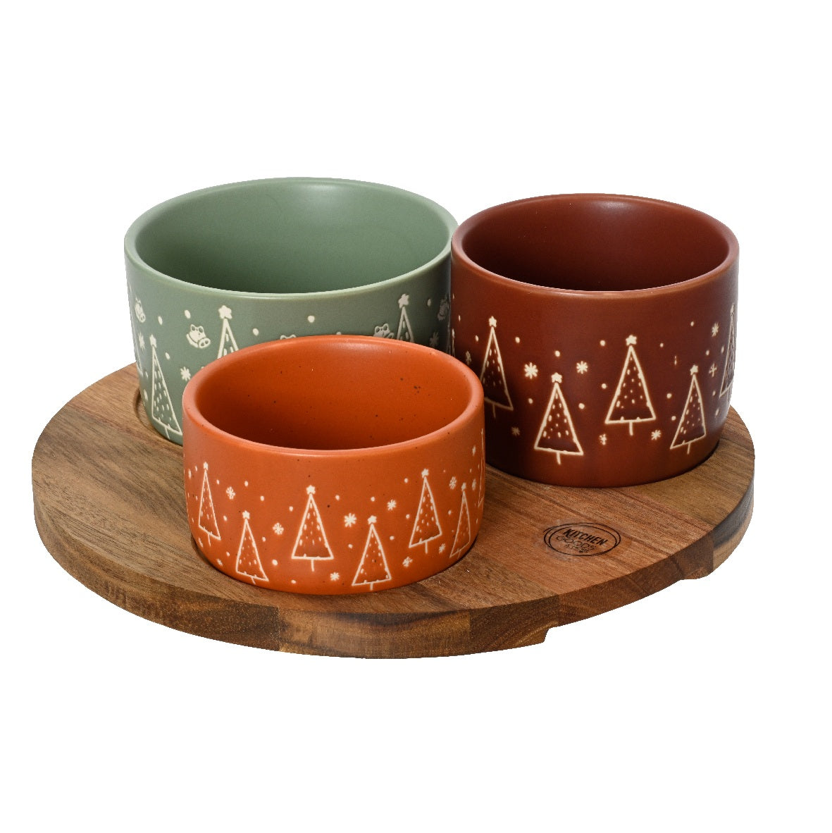 Decoris 24cm Christmas Tree Tapas Set – Green, Red & Orange Dishes