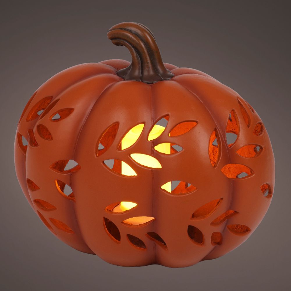 Decoris 25cm LED Flashing Orange Pumpkin Decoration