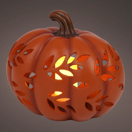 Decoris 25cm LED Flashing Orange Pumpkin Decoration