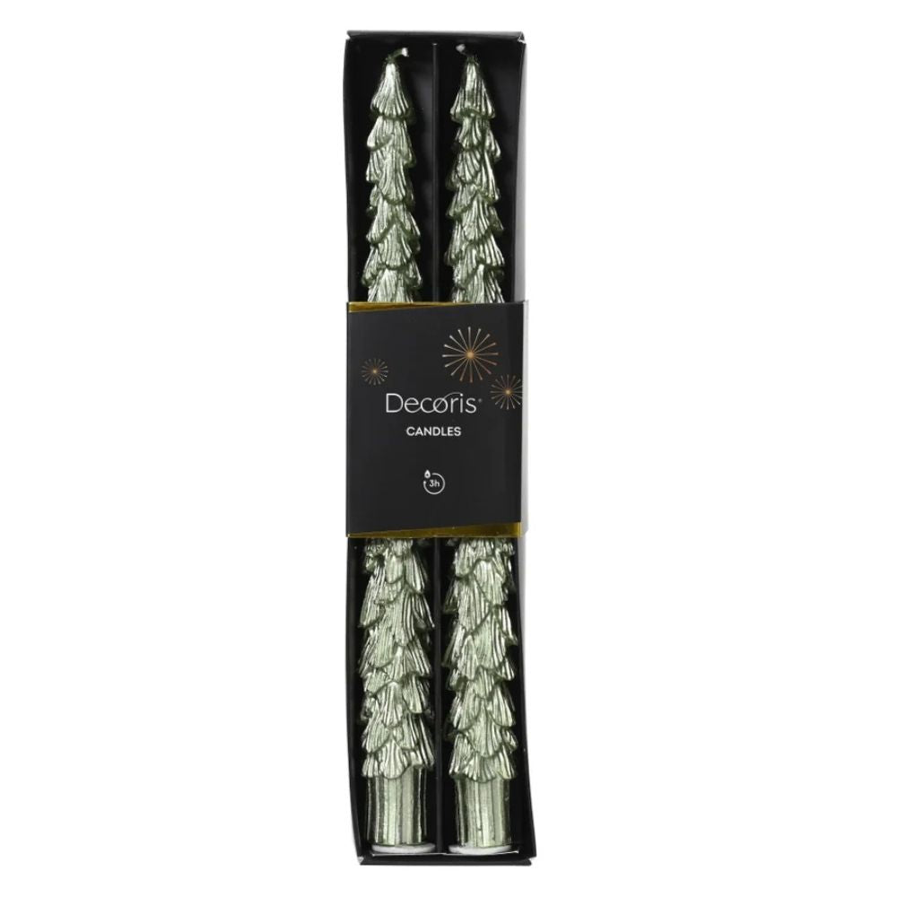 Decoris 25cm Mint Green Christmas Tree Dinner Candles