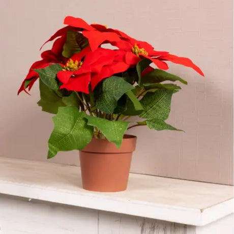 Decoris 27cm Red Artificial Poinsettia in Pot