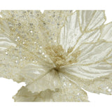 Decoris 28cm Ivory & Gold Pearl Glitter Flower (Choice of 2)