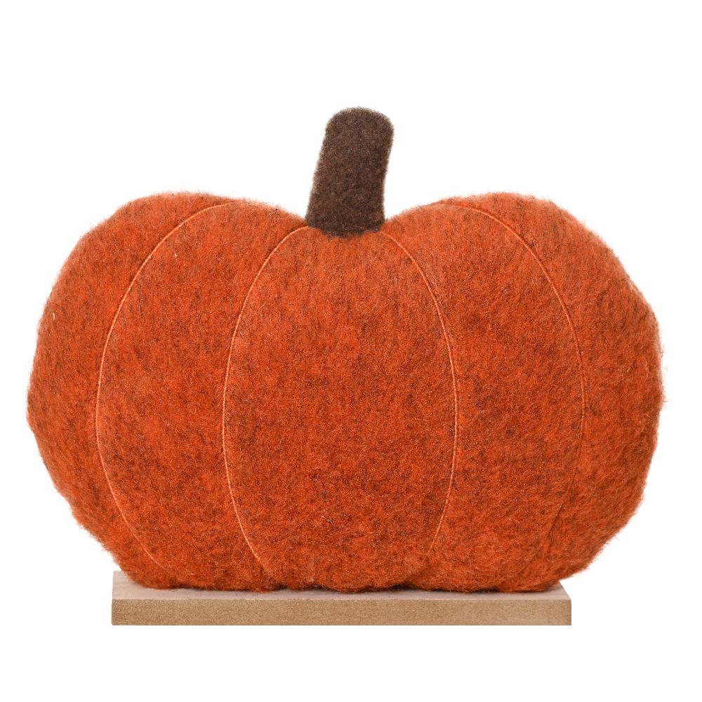 Decoris 28cm Warm Orange Textile Pumpkin Decoration
