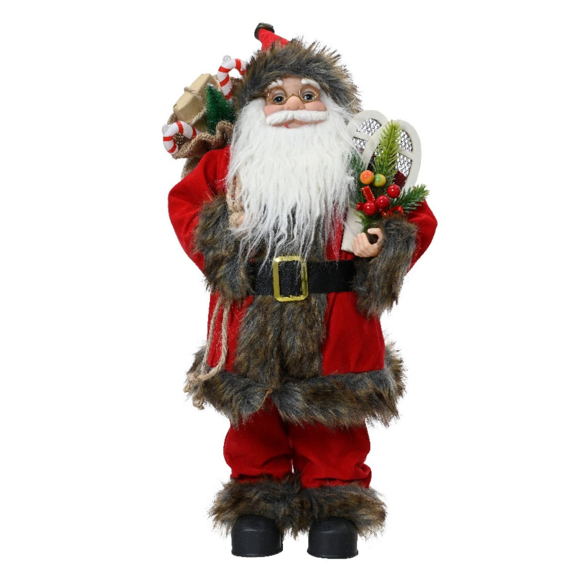 Decoris 30cm Red Santa with Gift Bag