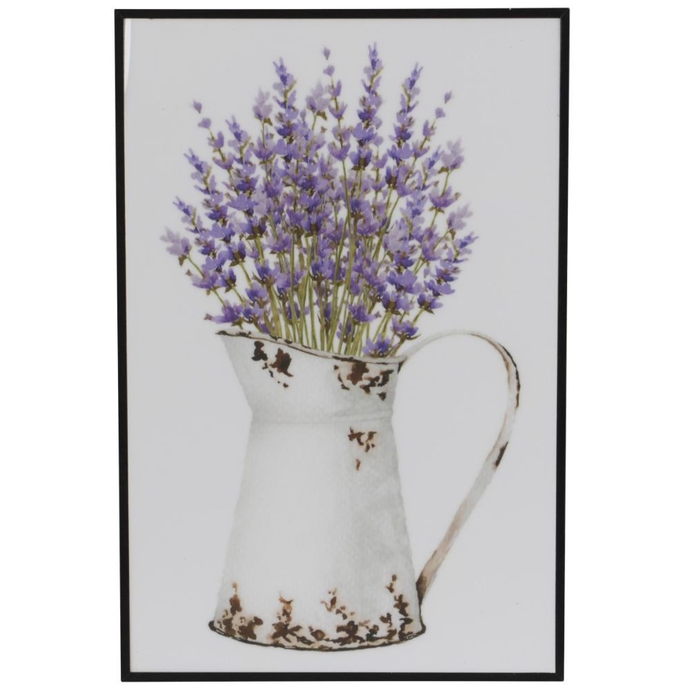 Decoris 30cm Vertical Rectangle Lavender Wall Décor - Enamel Finish with Black MDF Frame (Choice of 3) - Old Railway Line Garden Centre