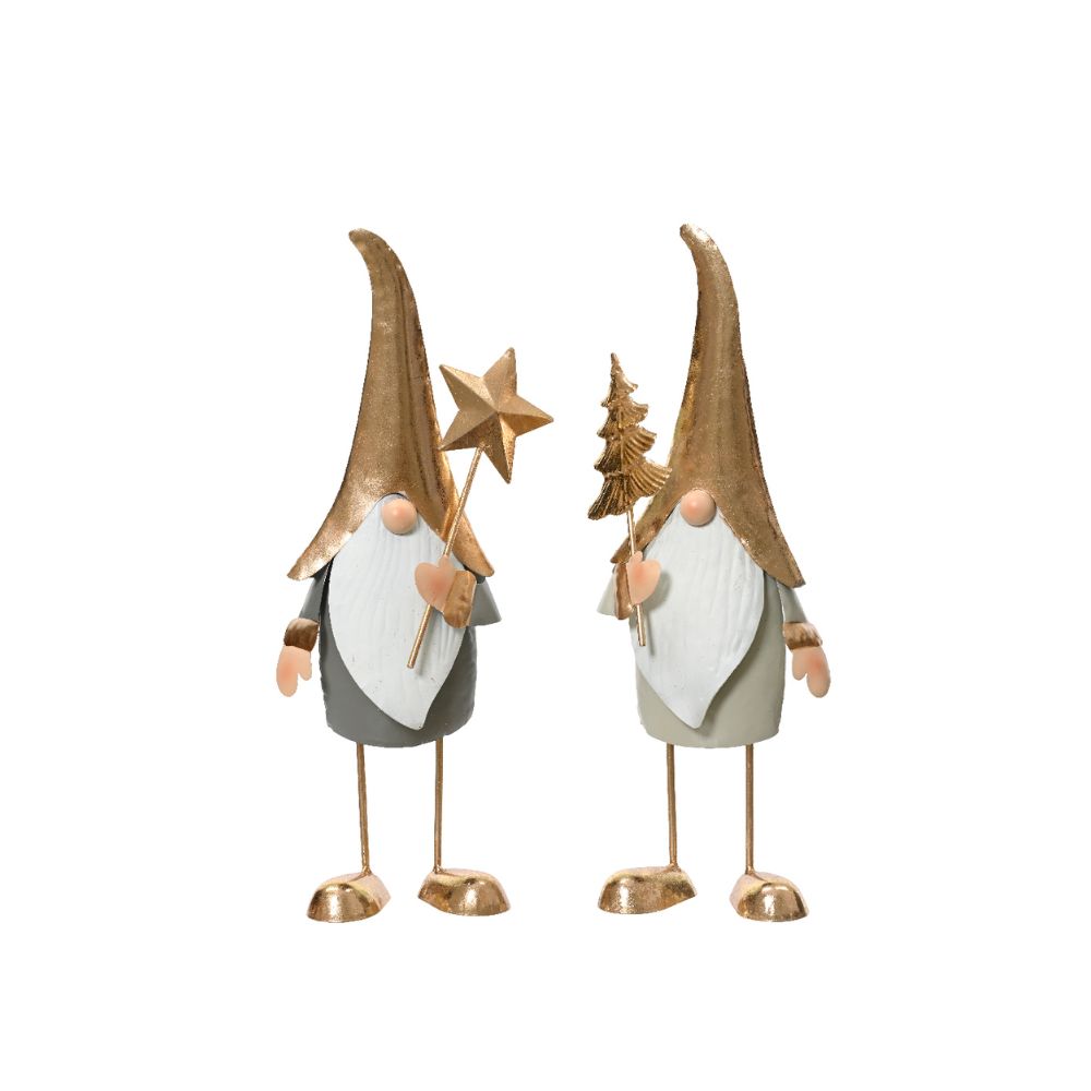 Decoris 35cm Gold Iron Gnome (Choice of 2)