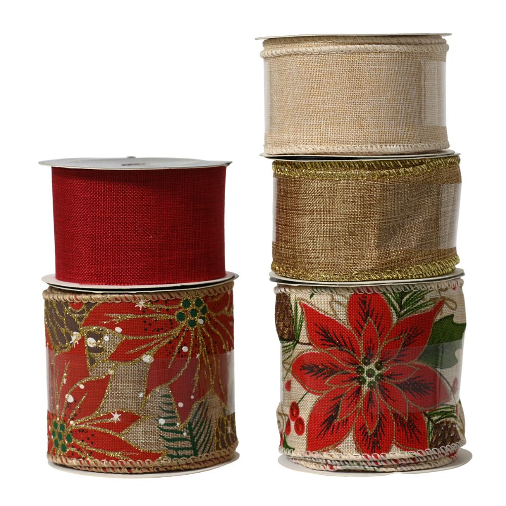 Decoris 2m Poinsettia Ribbon (Choice of 5)