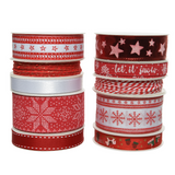 Decoris 4m Red Christmas Themed Ribbon (Choice of 2)