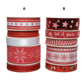 Decoris 4m Red Christmas Themed Ribbon (Choice of 2)
