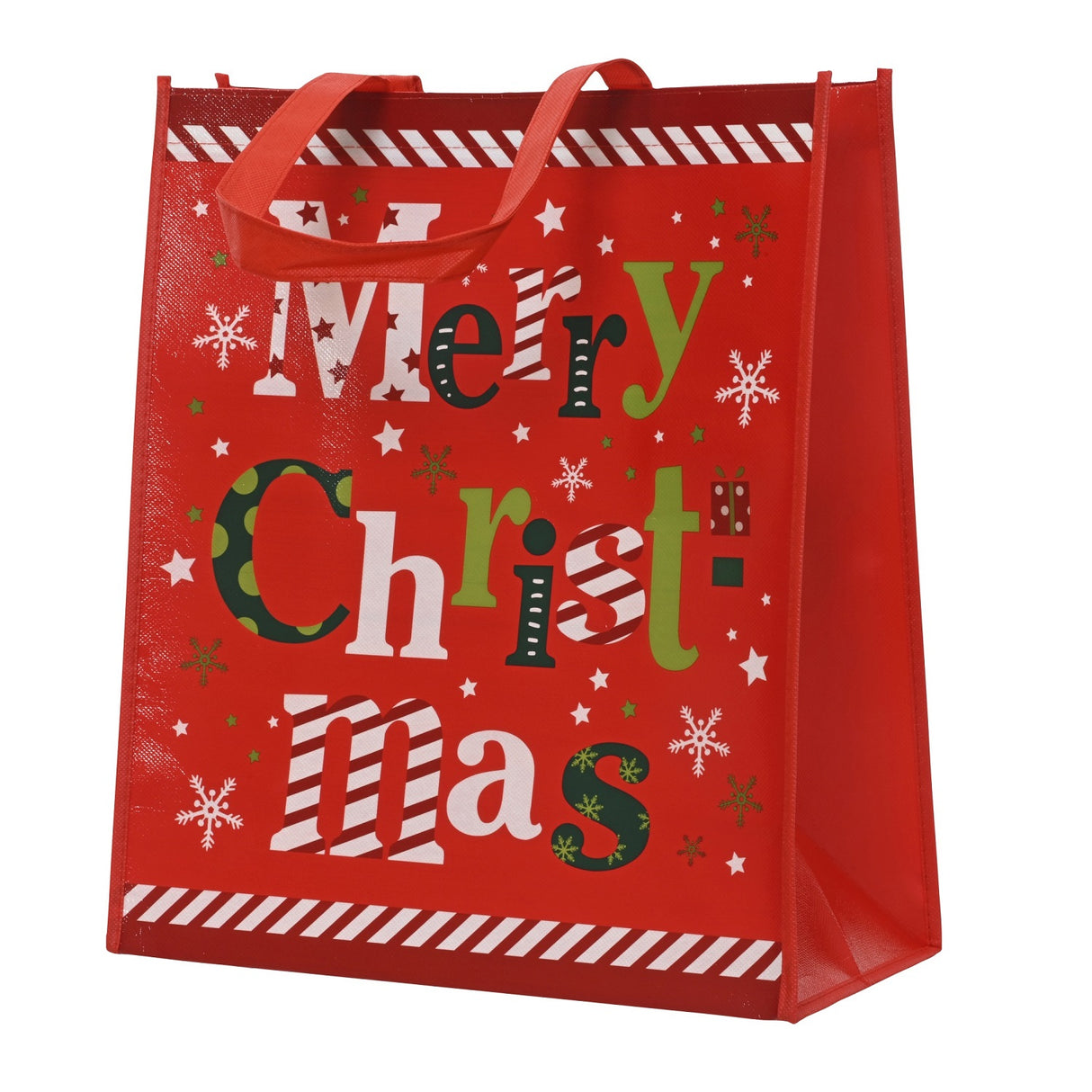 Decoris 40cm Merry Christmas Red Polypropylene Giftbag
