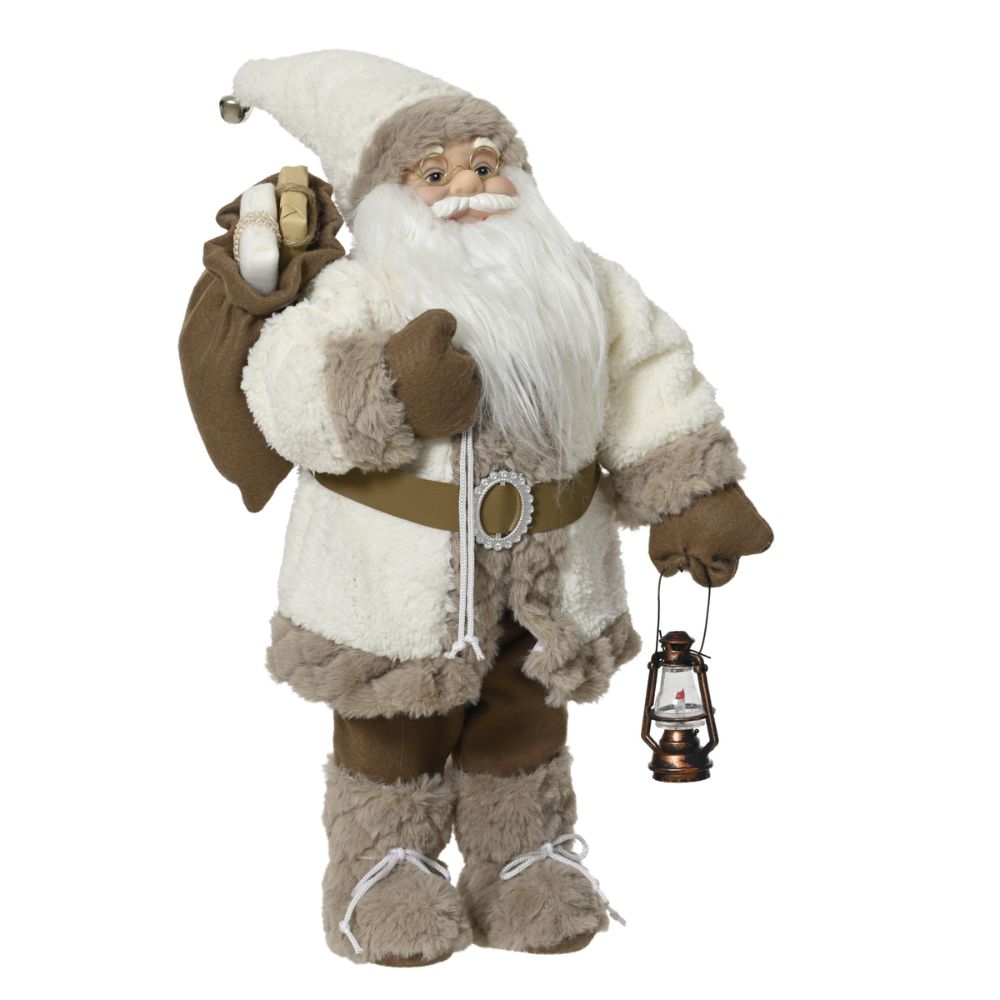 Decoris 45cm White Polyester Santa Ornament