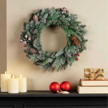 Decoris 50cm Frosted Windham Wreath