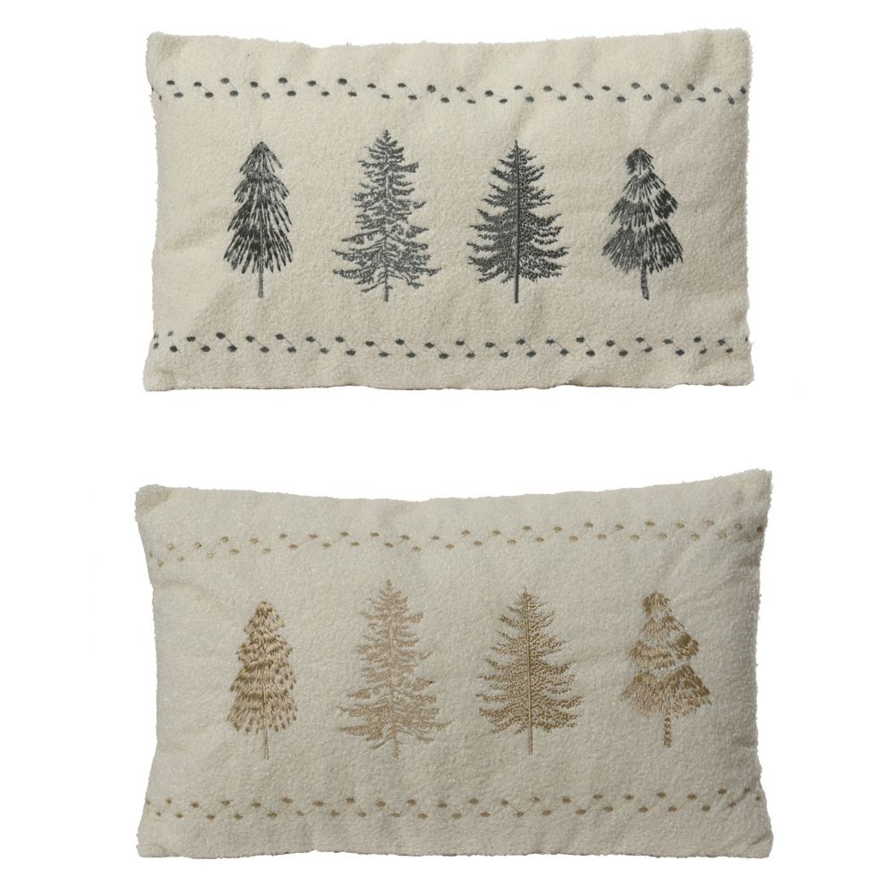 Decoris 50cm Rectangular Embroidered Tree Cushion (Choice of 2)