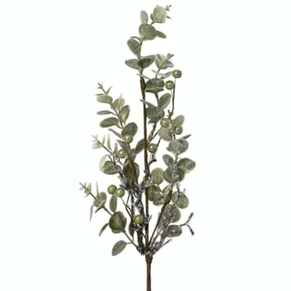 Decoris 55cm Icy Green Leaf and Berry Artificial Spray