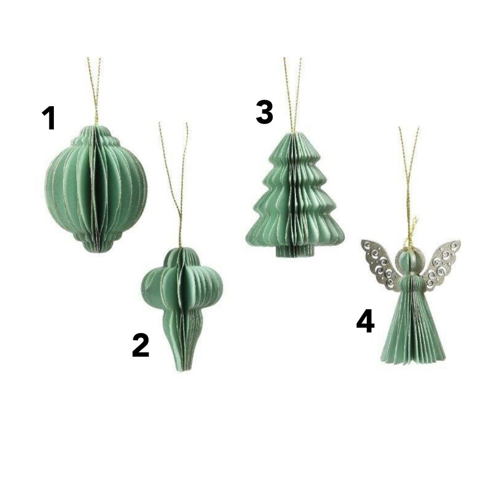 Decoris 6cm Mint Green Paper Christmas Decoration - (Choice of 4)