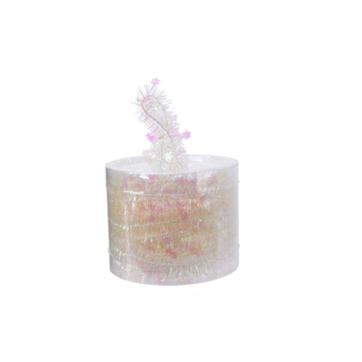 Decoris 700cm White Tinsel Garland with Stars