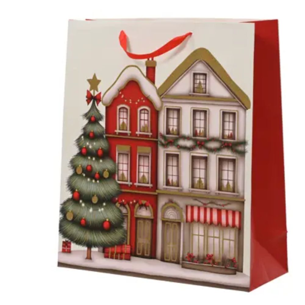 Decoris 72cm Glitter House Paper Gift Bag