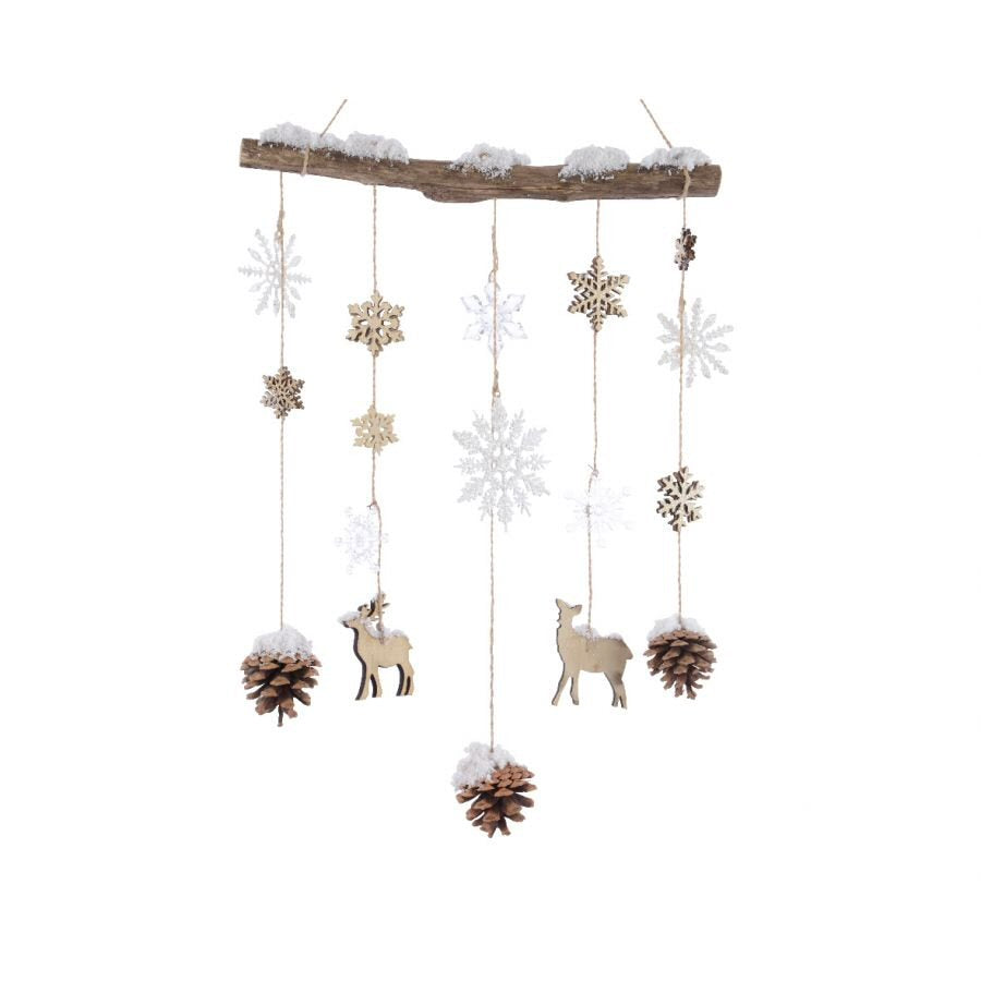 Decoris 75cm Pinecone Deco Hanger with Figures