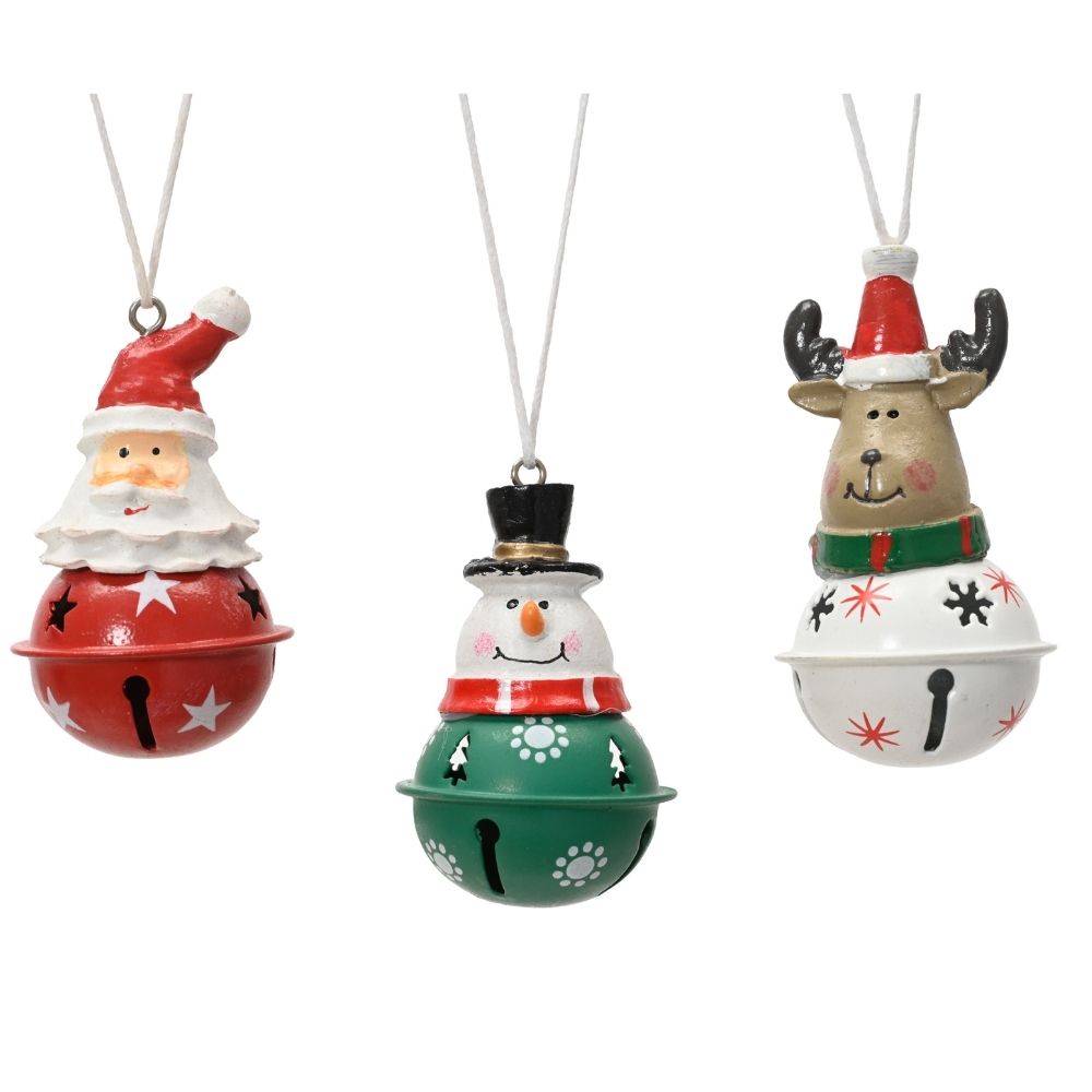 Decoris 7cm Christmas Character Bell Hanging Decoration - (Choice of 3)