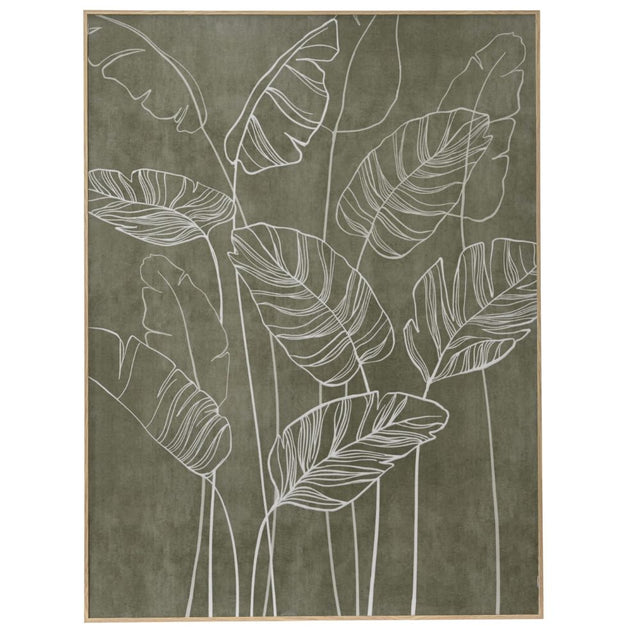 Decoris 80cm Palm Leaf Canvas in Natural Brown Frame - Old Railway Line Garden Centre