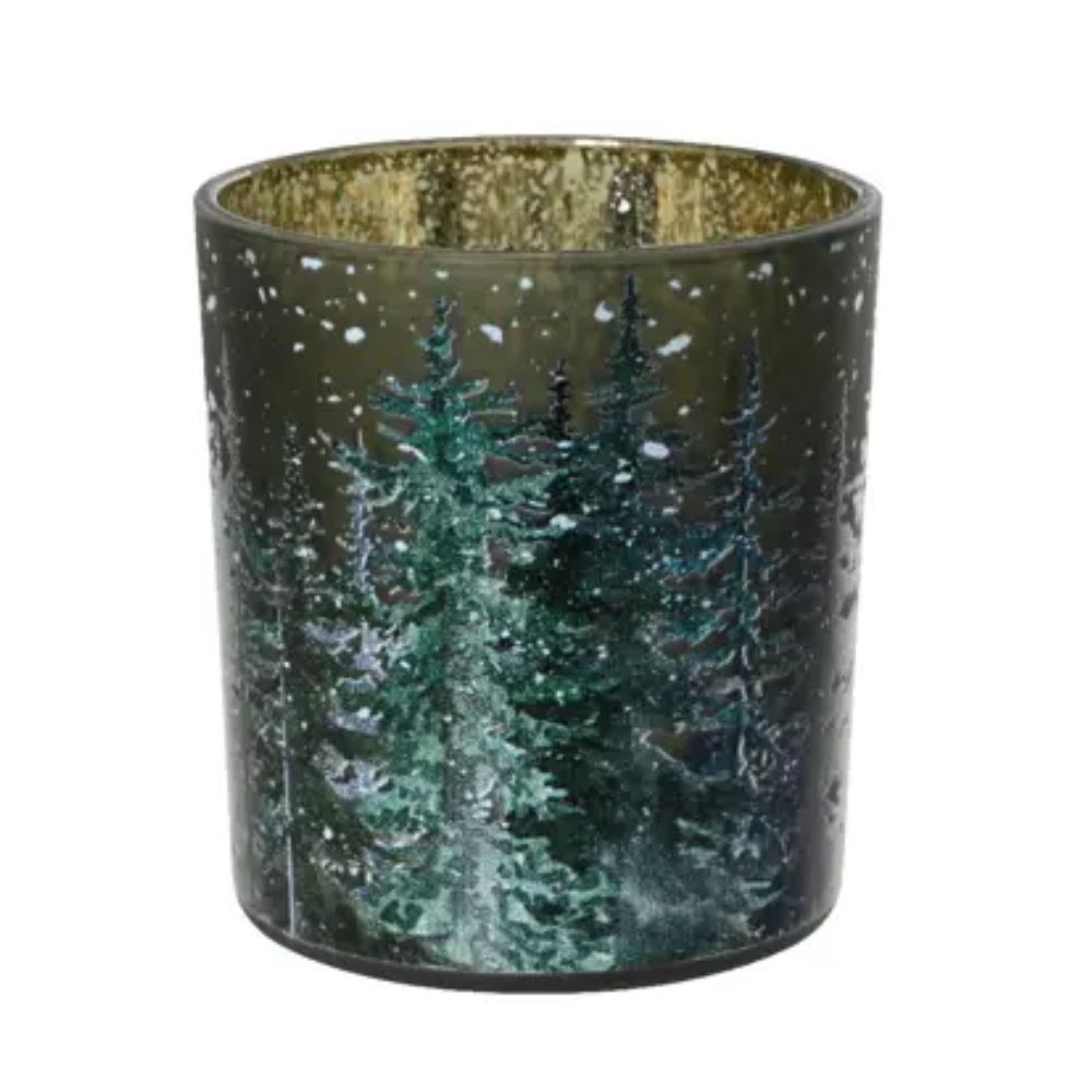 Decoris 8cm Green Glass Tea Light Holder