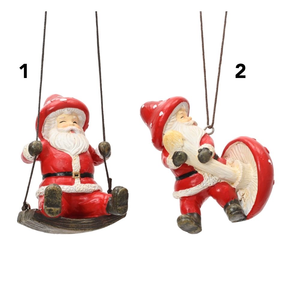 Decoris 8cm Mushroom Santa Hanging Decoration - (Choice of 2)