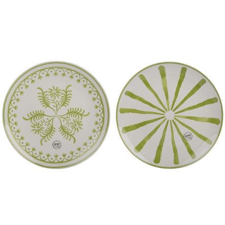 Decoris Earthenware Round Decal Dinner Plate (Choice of 2) - White/Green - Old Railway Line Garden Centre