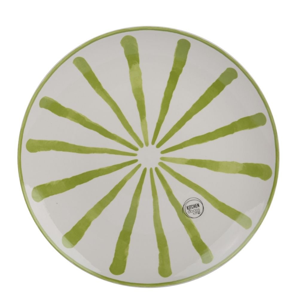 Decoris Earthenware Round Decal Dinner Plate (Choice of 2) - White/Green - Old Railway Line Garden Centre