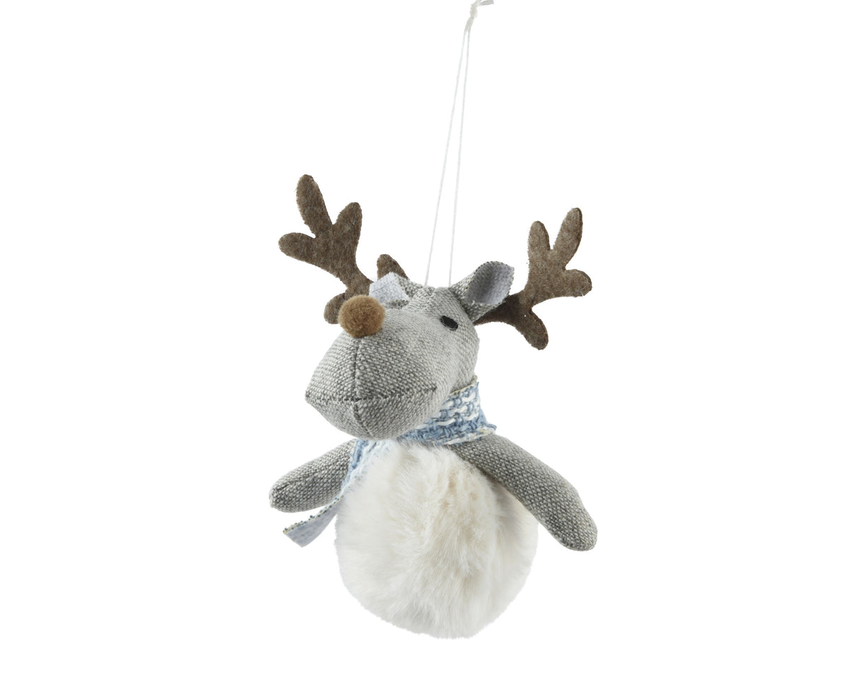 Decoris 12cm Fabric Reindeer with Scarf Hanging Decoration