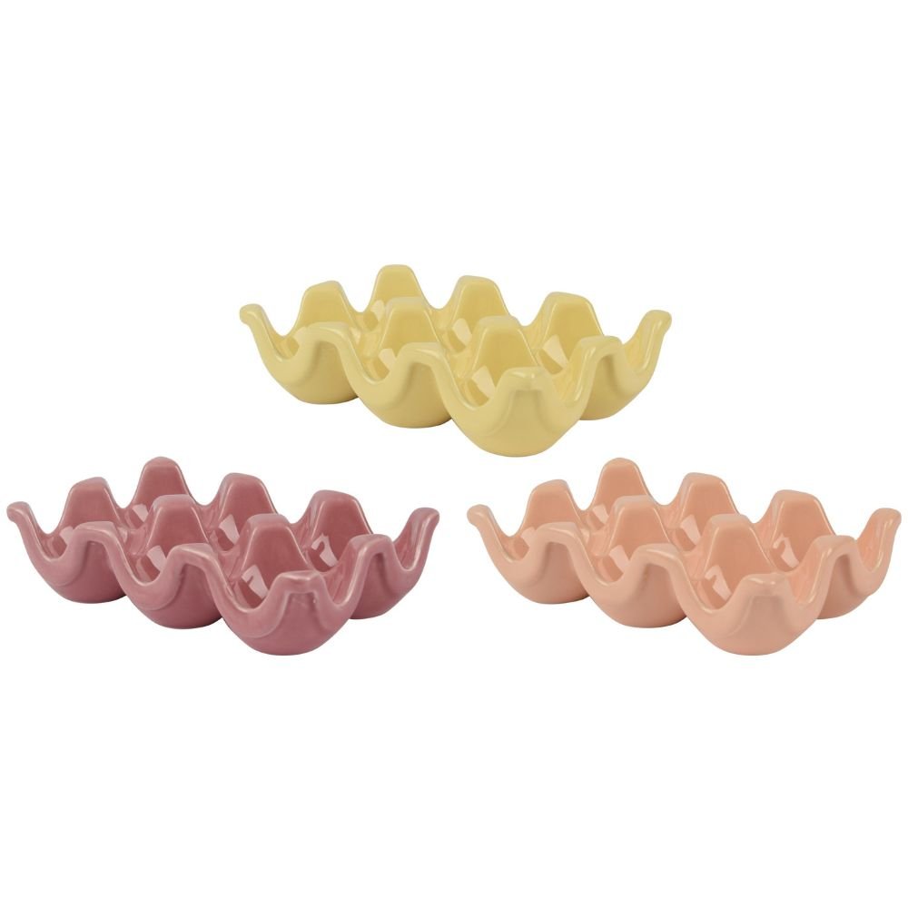 Decoris Glossy Dolomite Egg holder with Glossy Colour Glaze (Choice of 3) - Old Railway Line Garden Centre