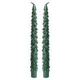 Decoris Green Glitter Christmas Tree Dinner Candle (Set of 2)