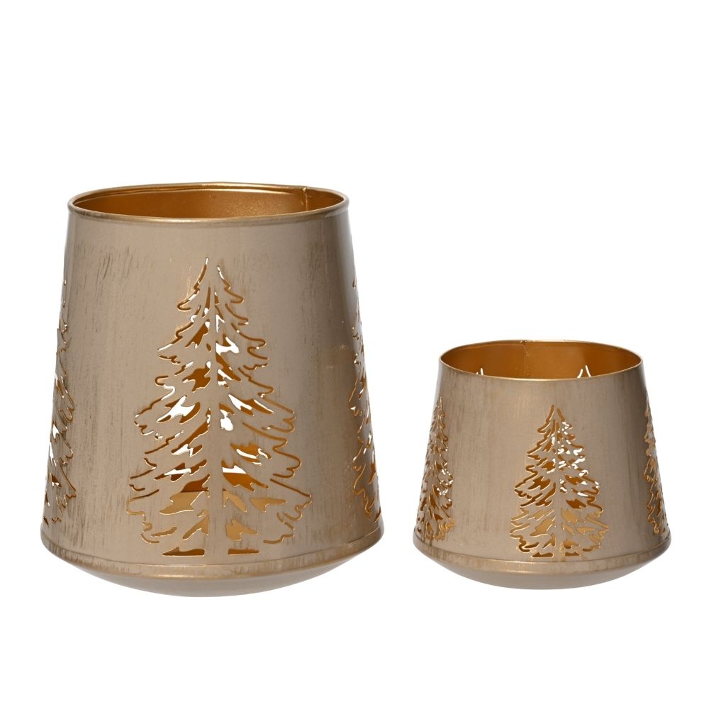 Decoris Large Iron Tree Cut Out Candle Holder - Gold