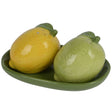 Decoris Lemon & Lime Dolomite Glaze Salt & Pepper Shakers - Old Railway Line Garden Centre