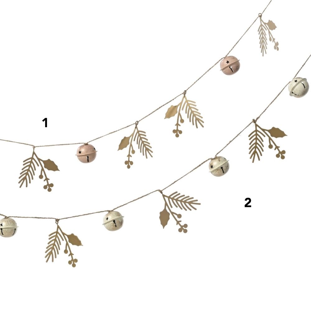 Decoris 120cm Metal Bells Garland - Champagne - (Choice of 2)