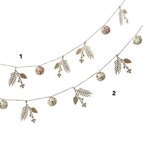 Decoris 120cm Metal Bells Garland - Champagne - (Choice of 2)