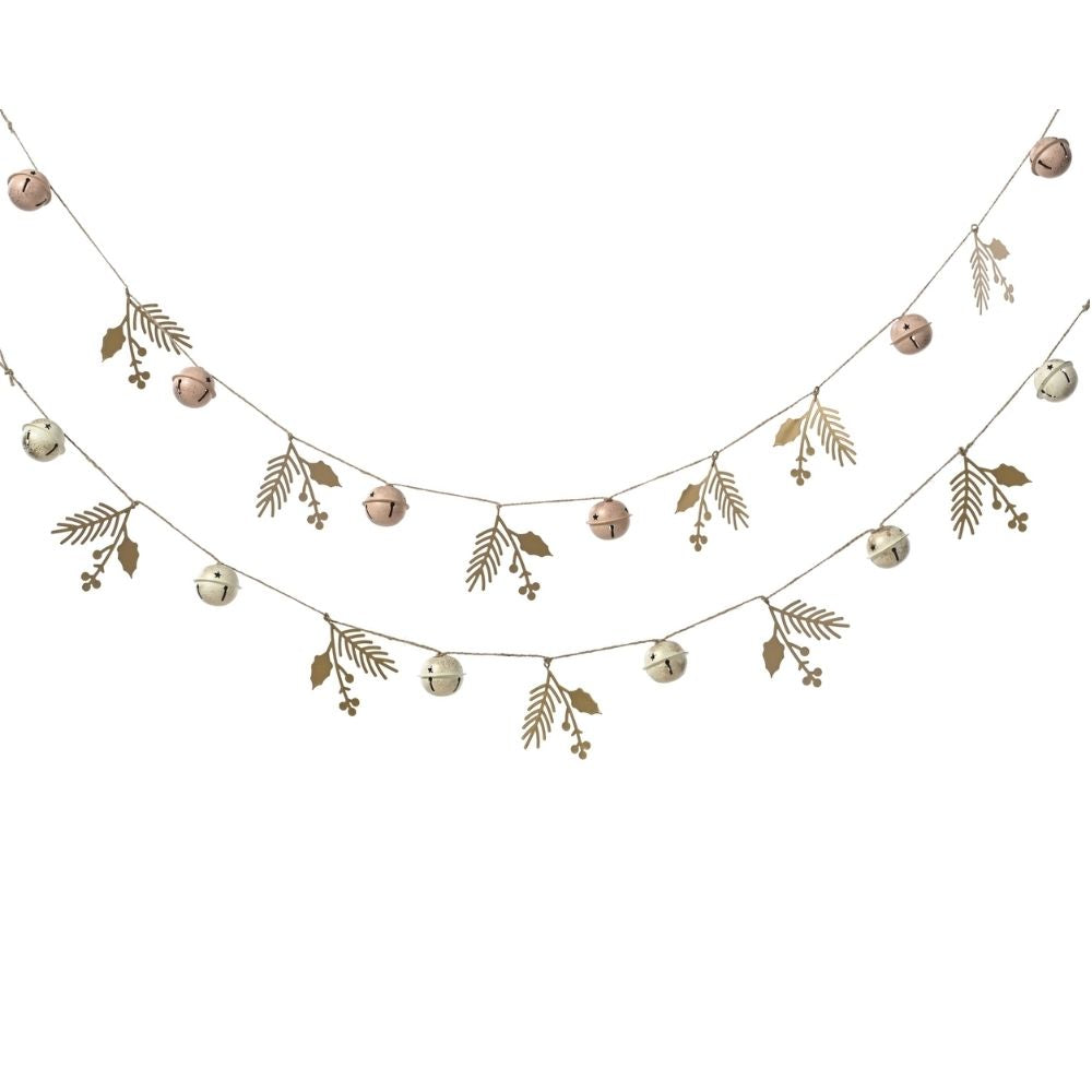Decoris 120cm Metal Bells Garland - Champagne - (Choice of 2)