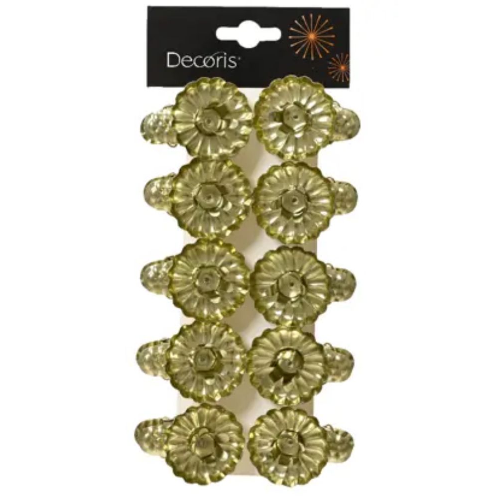 Decoris Pack of 10 Metal Gold Candle Holders on Clips