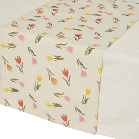 Decoris Polyester & Cotton Tulip Print Table Runner (Choice of 2) - Old Railway Line Garden Centre