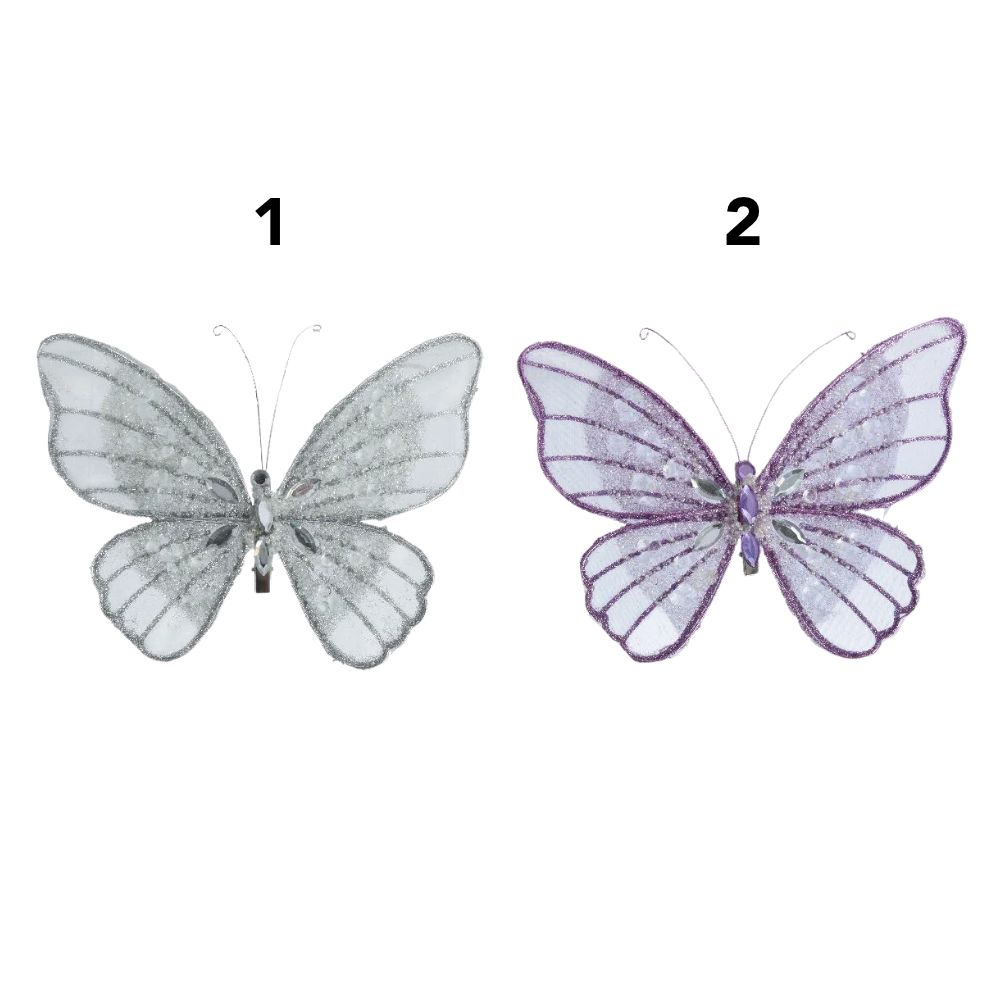 Decoris Purple Glitter Butterfly Clip - (Choice of 2)