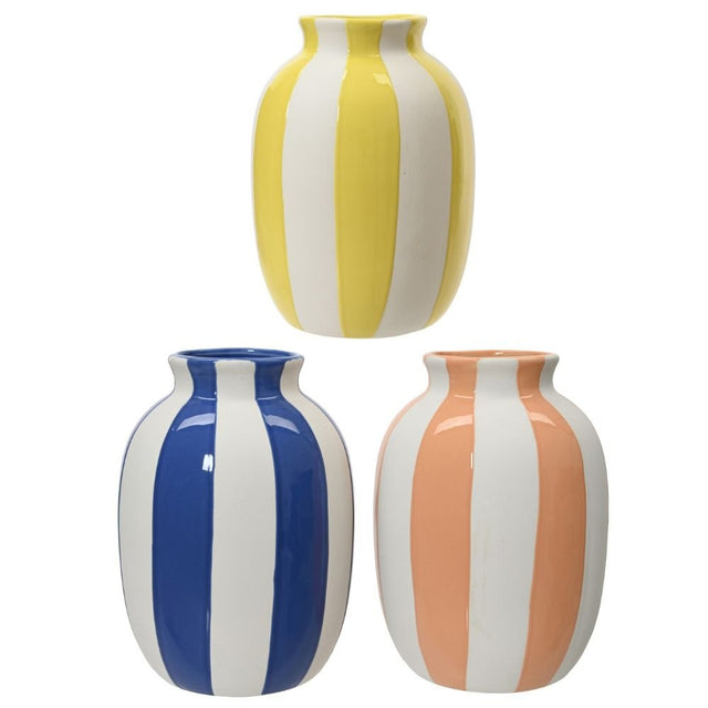 Decoris Small Porcelain Stripe Vase (Choice of 3) - Old Railway Line Garden Centre