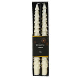 Decoris White Glitter Christmas Tree Dinner Candle (Set of 2)