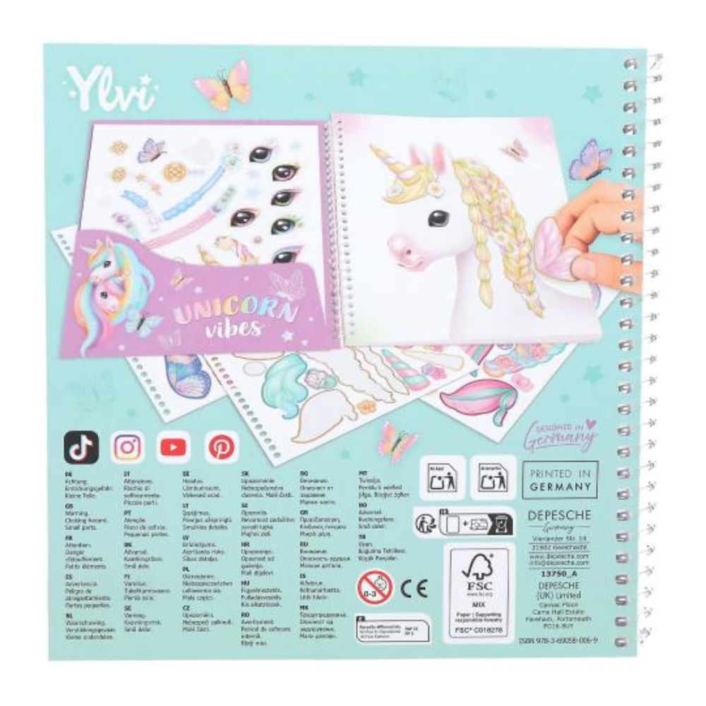 Depesche Ylvi Create Your Own Special Unicorn Dress me Up Stickerbook - Old Railway Line Garden Centre