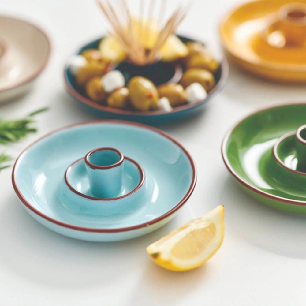 Dexam 15cm Sintra Glazed Terracotta Olive Dish - Duck Egg - Old Railway Line Garden Centre