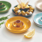 Dexam 15cm Sintra Glazed Terracotta Olive Dish - Ochre - Old Railway Line Garden Centre