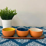 Dexam 16cm Sintra Glazed Terracotta Round Snack Bowls - Set of 3 - Old Railway Line Garden Centre