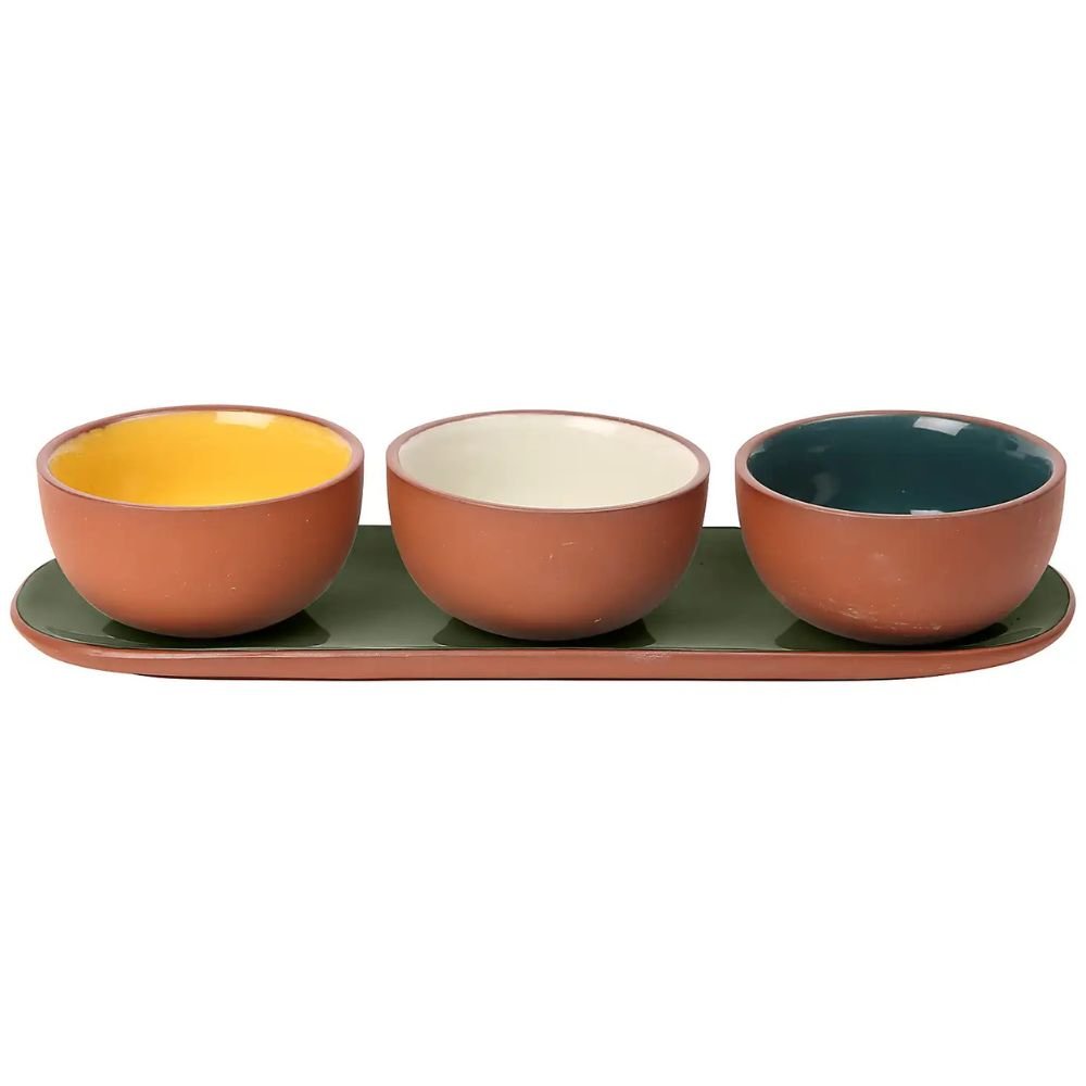 Dexam 16cm Sintra Glazed Terracotta Round Snack Bowls - Set of 3 - Old Railway Line Garden Centre