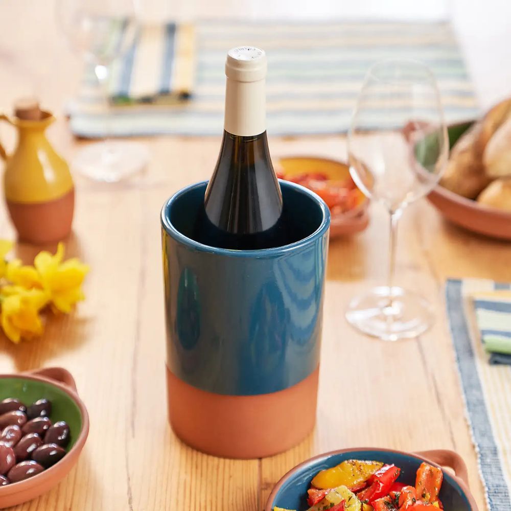 Dexam 18cm Sintra Glazed Terracotta Wine Cooler - Olive Green - Old Railway Line Garden Centre