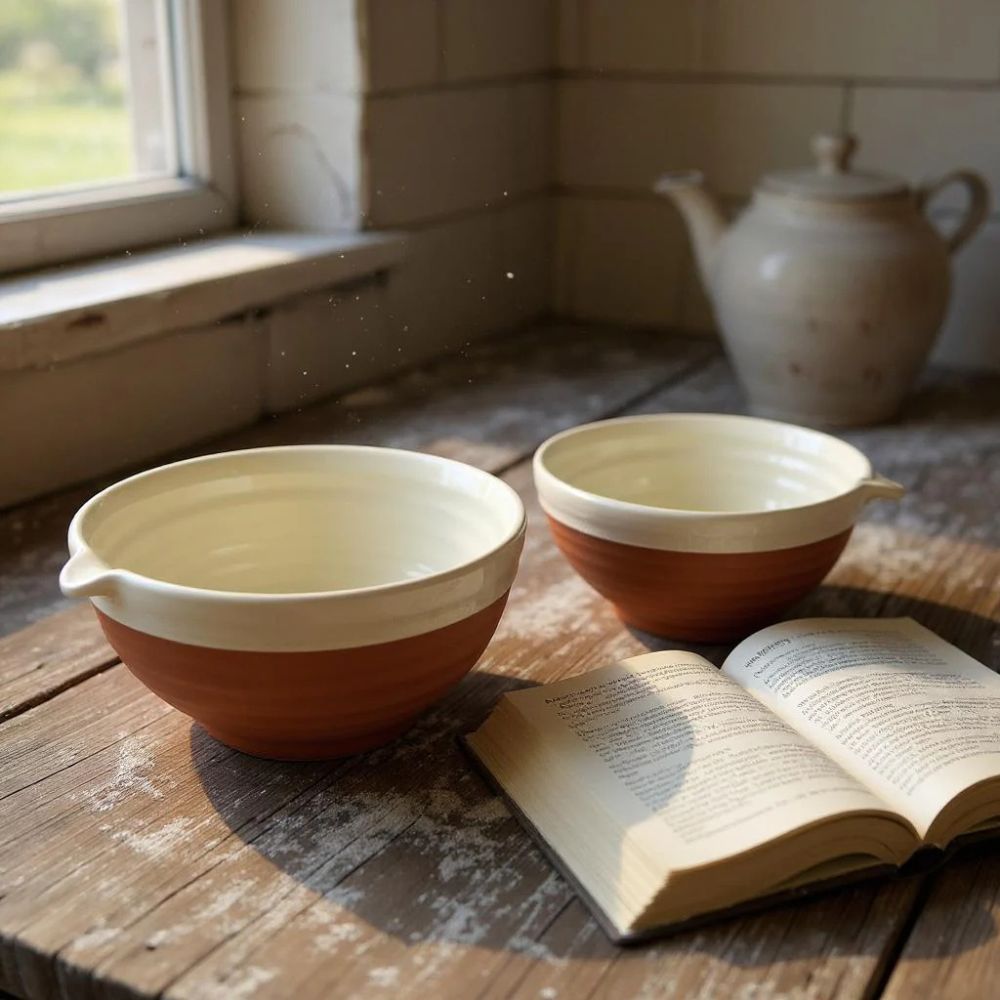 Dexam 23cm Porto Terracotta Ribbed Large Mixing Bowl - Stone