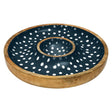 Dexam 30cm Sintra Mango Wood Spotted Chip and Dip Bowl - Ink Blue - Old Railway Line Garden Centre