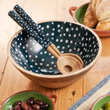 Dexam 30cm Sintra Mango Wood Spotted Salad Servers - Ink Blue - Old Railway Line Garden Centre